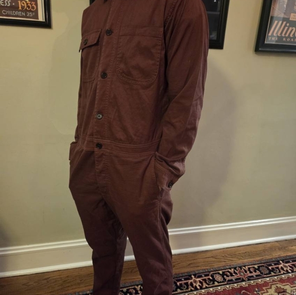 BR/HTG-SF-78 Banana Republic Reissue M Chocolate Rust Utility Jumpsuit Gorpcore - Picture 9 of 16